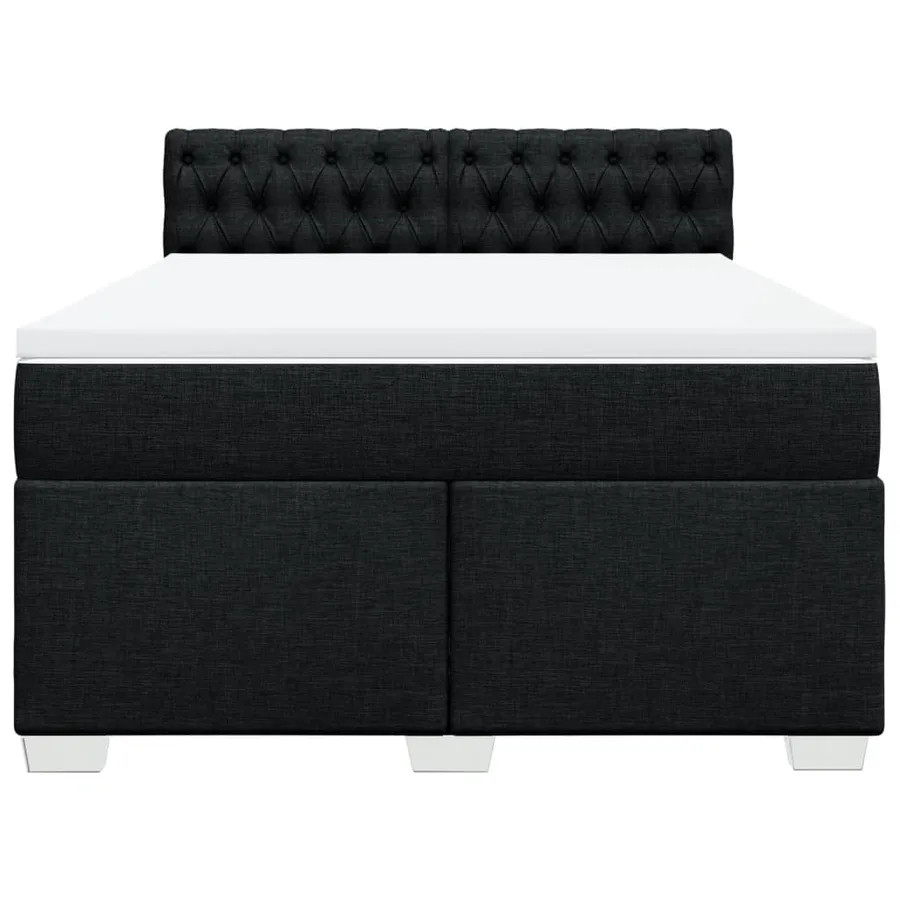 Sommier à lattes de lit avec matelas Noir 160x200 cm Tissu - 4