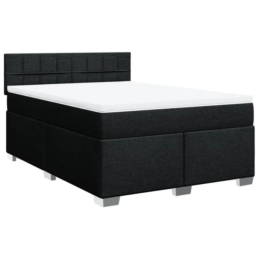 Sommier à lattes de lit avec matelas Noir 160x200 cm Tissu - 2