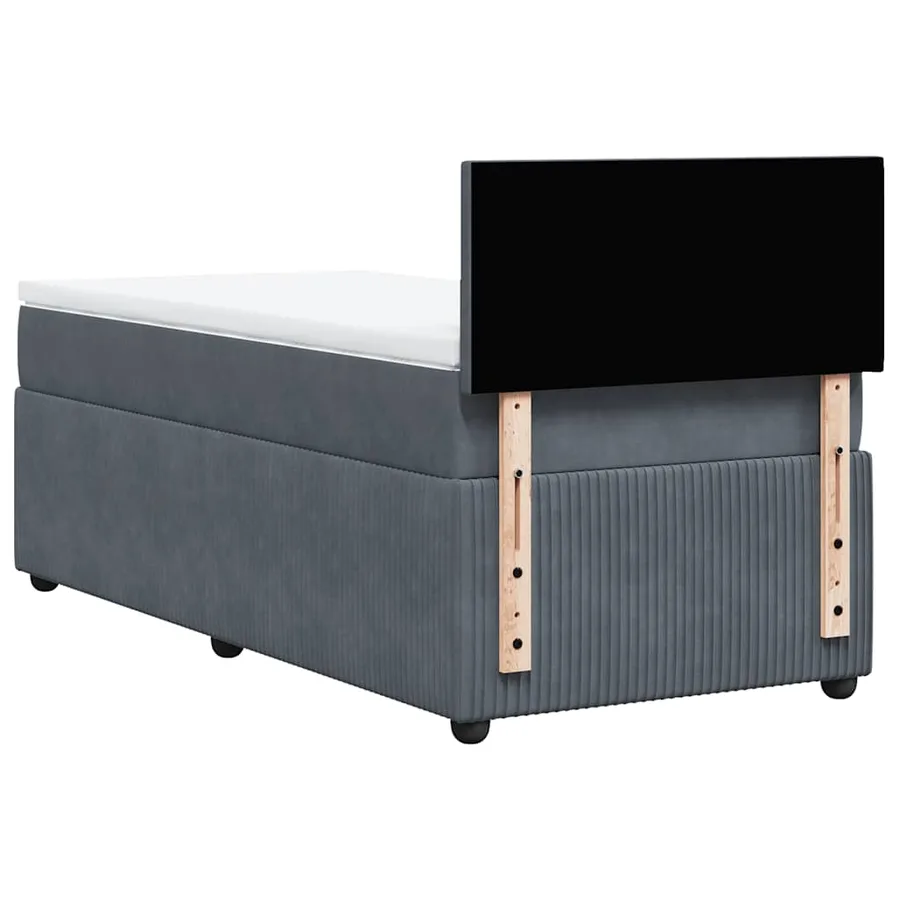 Sommier à lattes de lit et matelas Gris foncé 90x190 cm Velours - 10