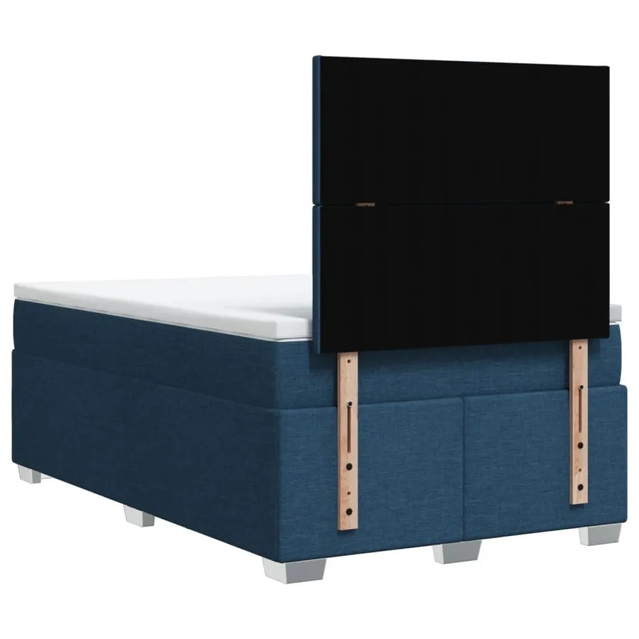 Sommier à lattes de lit avec matelas bleu 120x190 cm tissu - 10