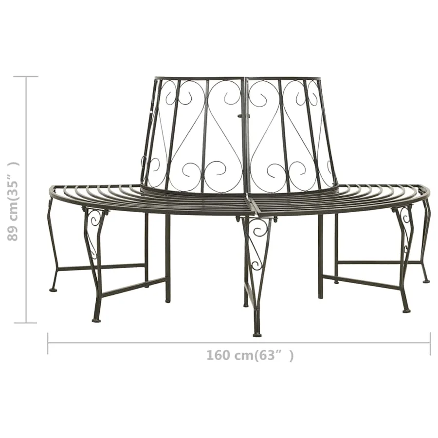 Banc d'arbre de jardin Demi-rond 160 cm Acier - 7