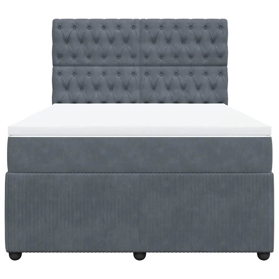Sommier à lattes de lit et matelas Gris foncé 140x190cm Velours - 6
