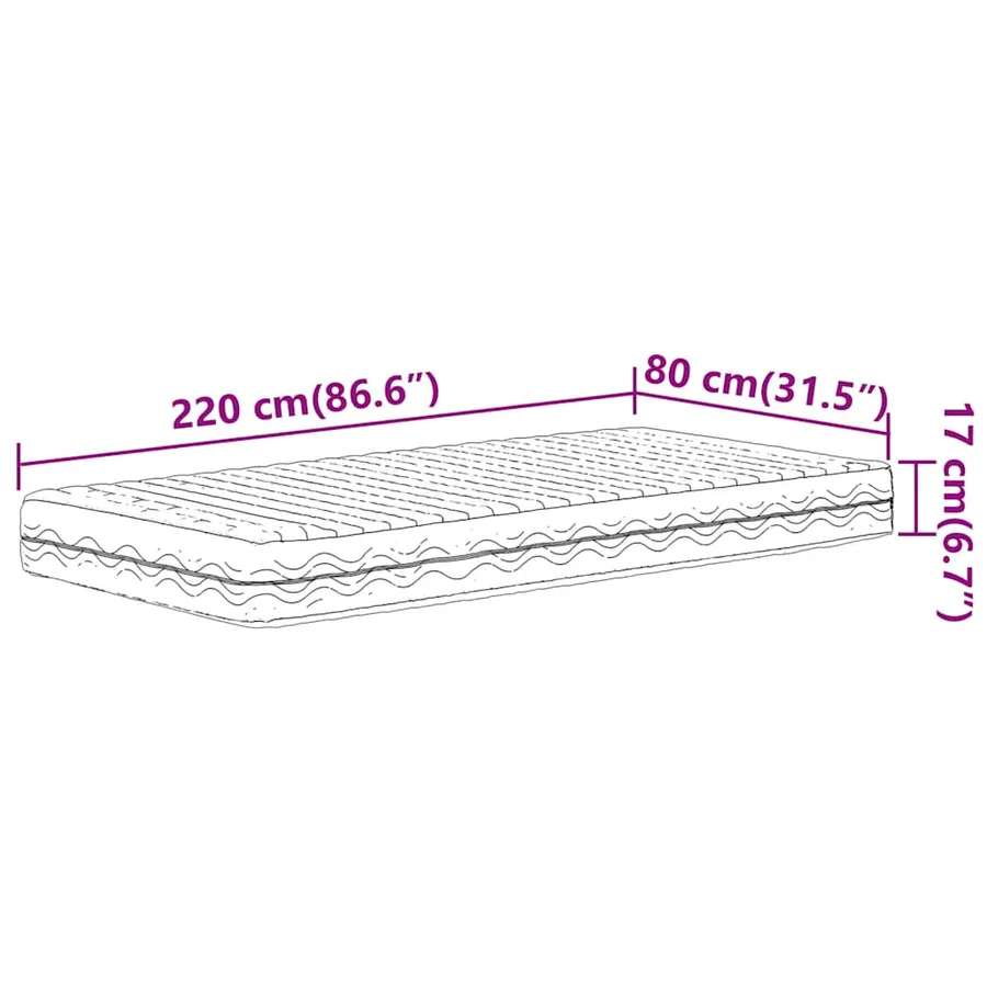 Matelas en mousse blanc 80x220 cm dureté H2 H3 - 9
