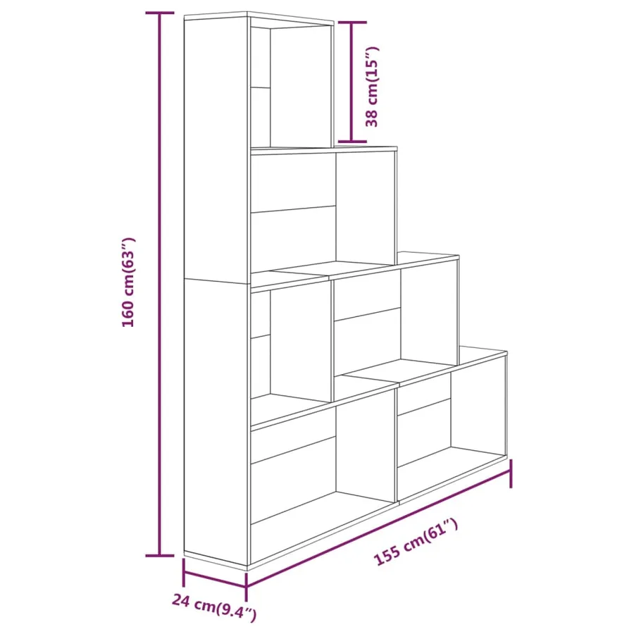 Armoire à livres Sonoma gris 155x24x160 cm - 7