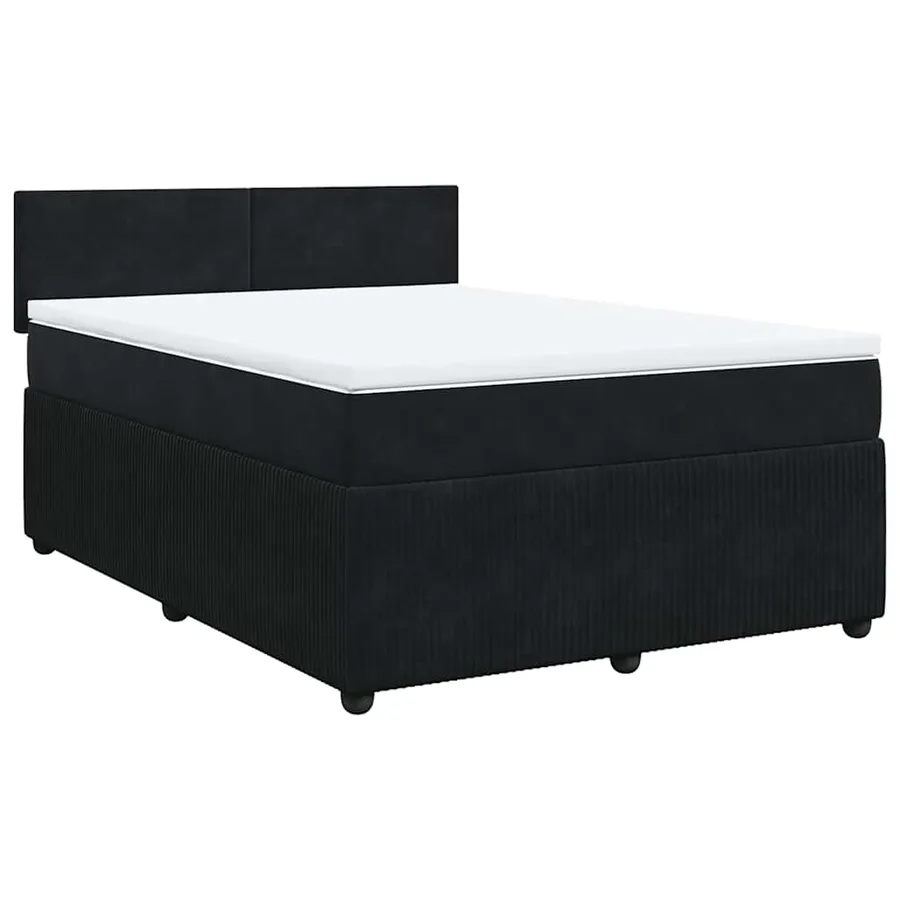 Sommier à lattes de lit avec matelas Noir 140x190 cm Velours - 3
