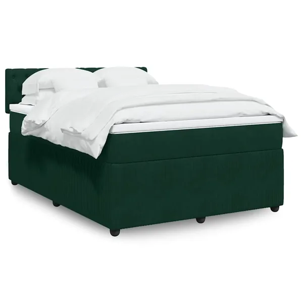 Sommier à lattes de lit et matelas Vert foncé 160x200cm Velours