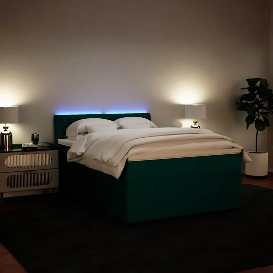 Sommier à lattes de lit et matelas Vert foncé 160x200cm Velours - 5