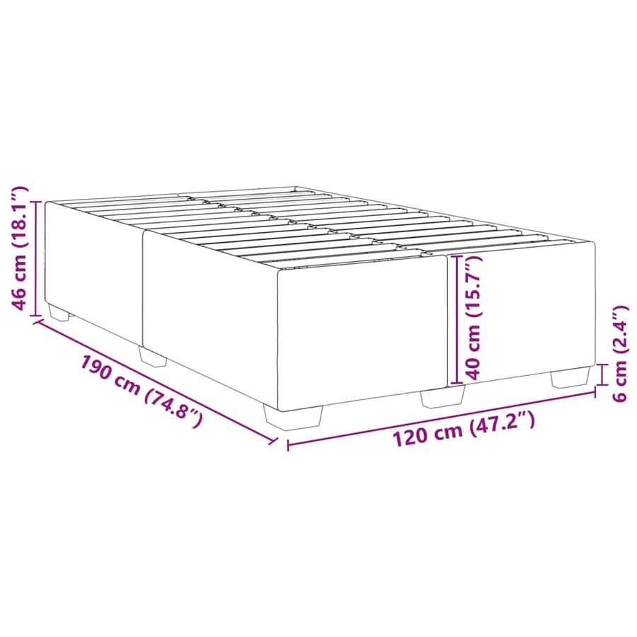 Cadre de lit sans matelas taupe 120x190 cm tissu - 9