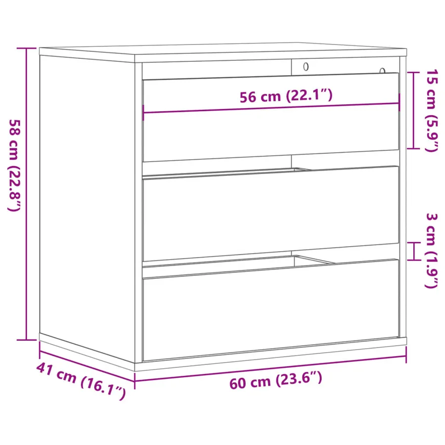 Commode d'angle vieux bois 60x41x58 cm bois d'ingénierie - 8