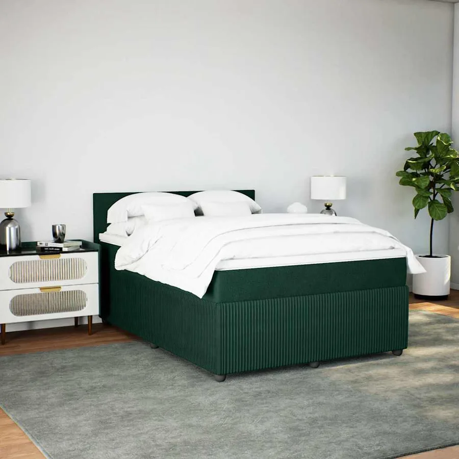 Sommier à lattes de lit et matelas Vert foncé 160x200cm Velours - 4