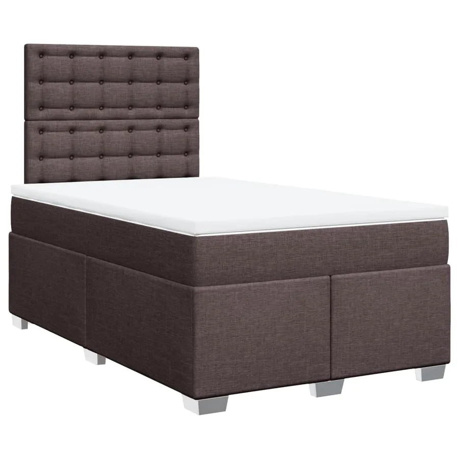 Sommier à lattes de lit et matelas marron foncé 120x190cm tissu - 3