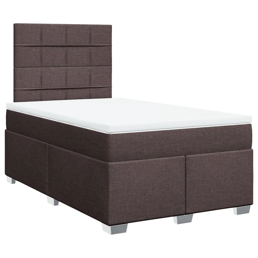 Sommier à lattes de lit et matelas marron foncé 120x190cm tissu - 2