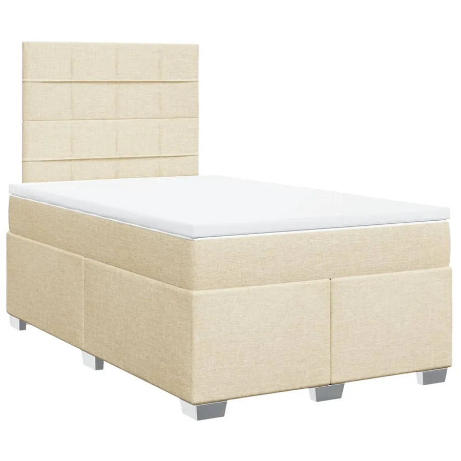 Sommier à lattes de lit avec matelas crème 120x190 cm tissu - 2