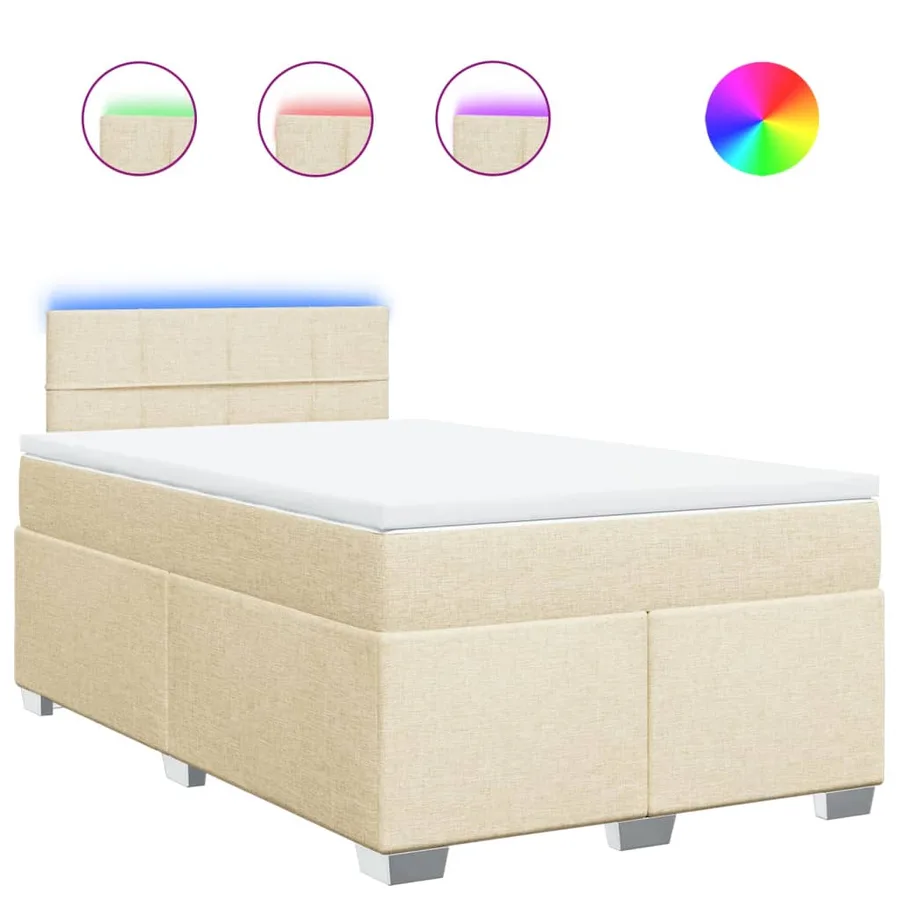 Sommier à lattes de lit avec matelas crème 120x190 cm tissu - 2