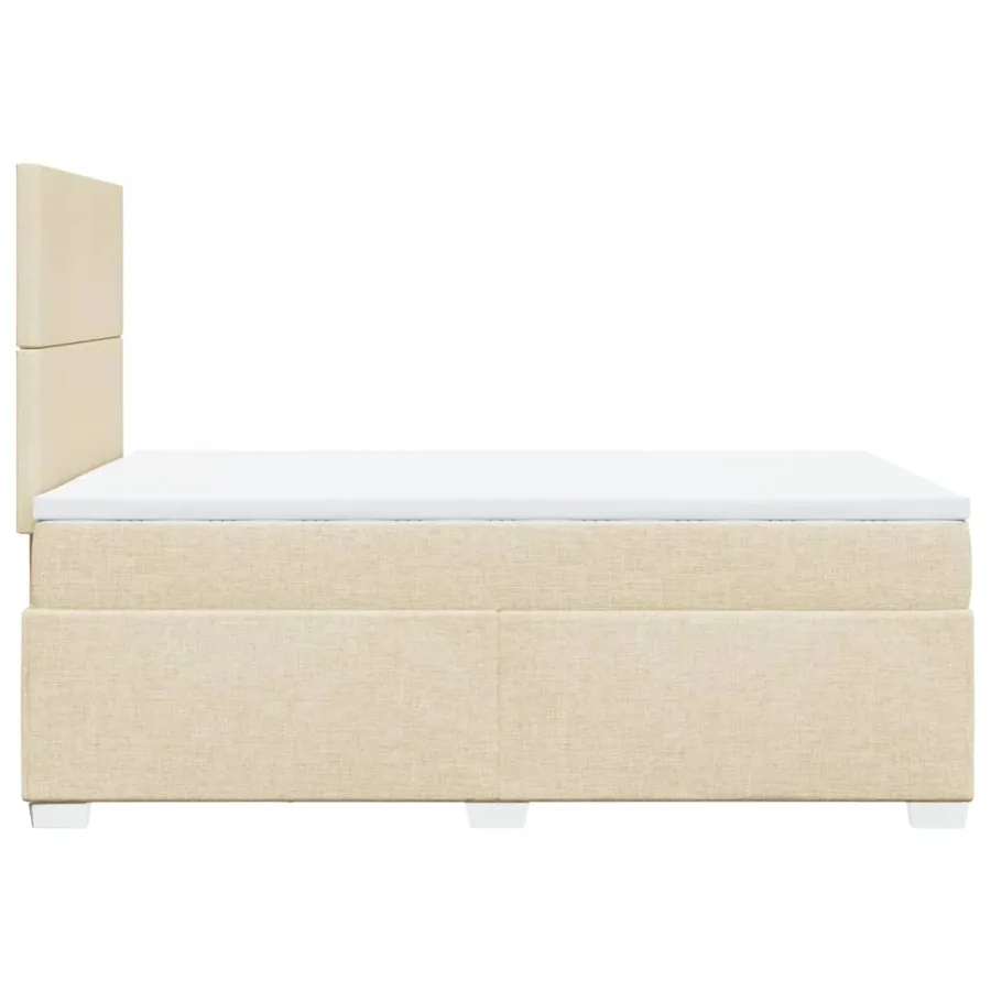 Sommier à lattes de lit avec matelas crème 120x190 cm tissu - 11