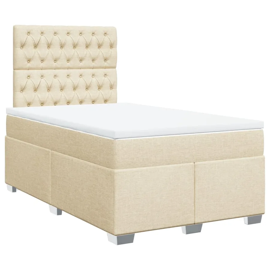 Sommier à lattes de lit avec matelas crème 120x190 cm tissu - 2