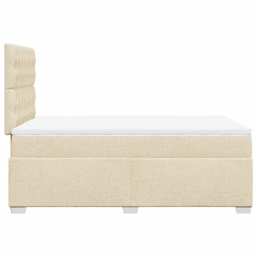 Sommier à lattes de lit avec matelas crème 120x190 cm tissu - 9