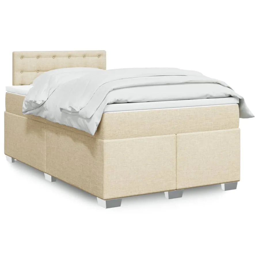 Sommier à lattes de lit avec matelas crème 120x190 cm tissu - 2