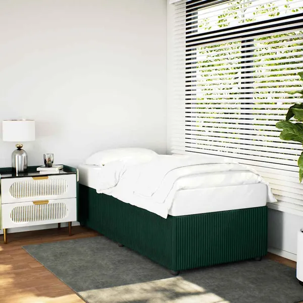 Cadre de lit sans matelas vert foncé 90x190 cm velours