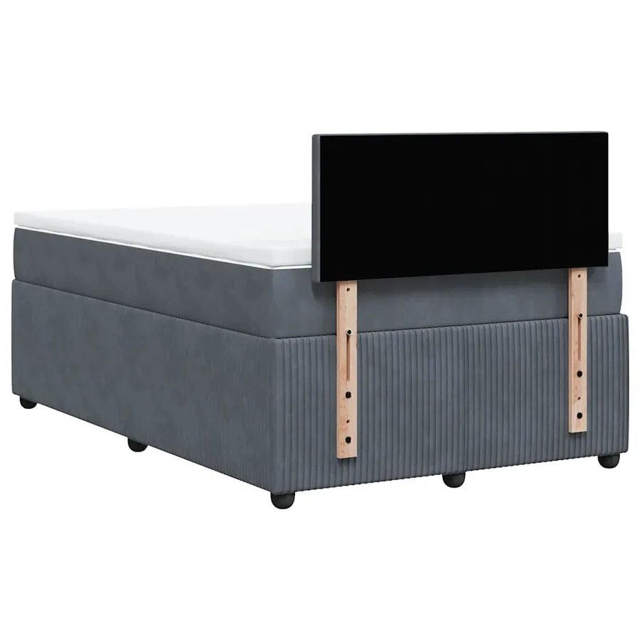 Sommier à lattes de lit et matelas Gris foncé 120x200cm Velours - 10
