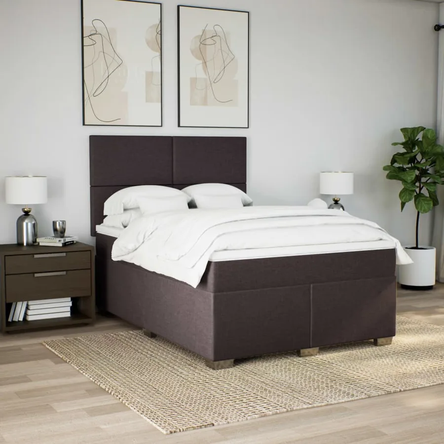 Sommier à lattes de lit avec matelas Marron foncé 160x200 cm - 4
