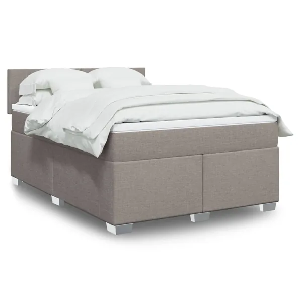 Sommier à lattes de lit avec matelas Taupe 160x200 cm Tissu