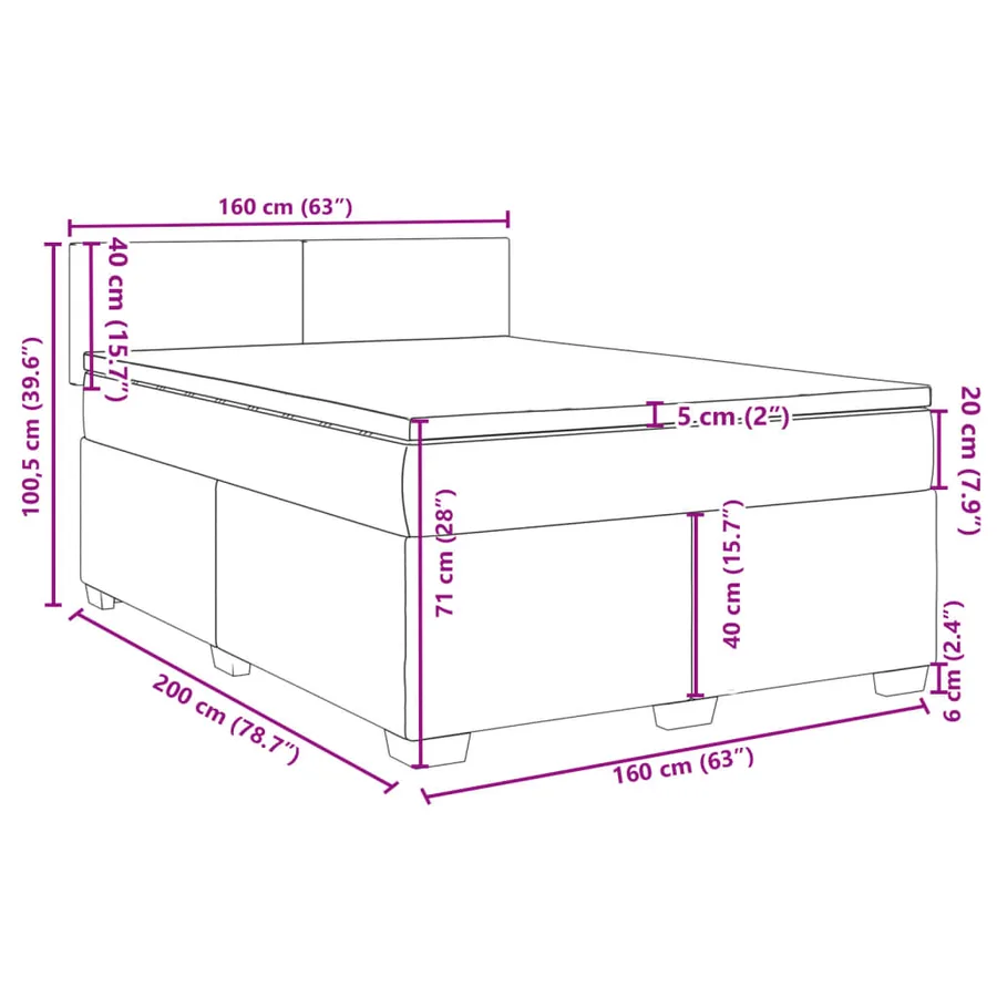 Sommier à lattes de lit avec matelas Taupe 160x200 cm Tissu - 13