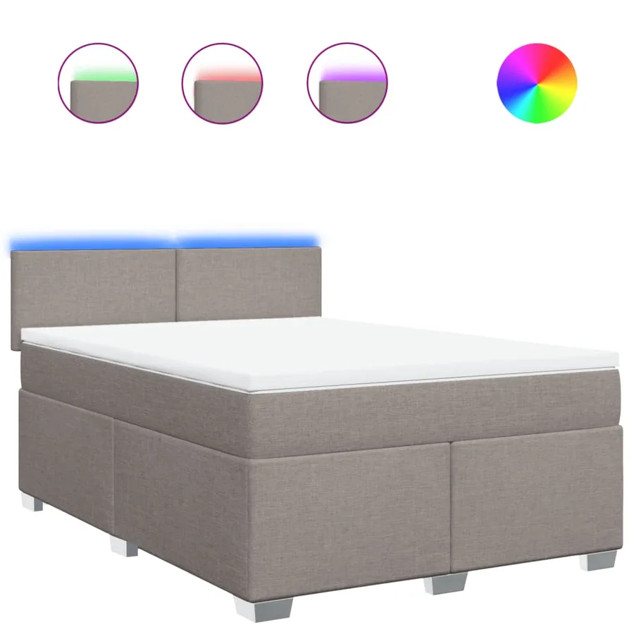 Sommier à lattes de lit avec matelas Taupe 160x200 cm Tissu - 2