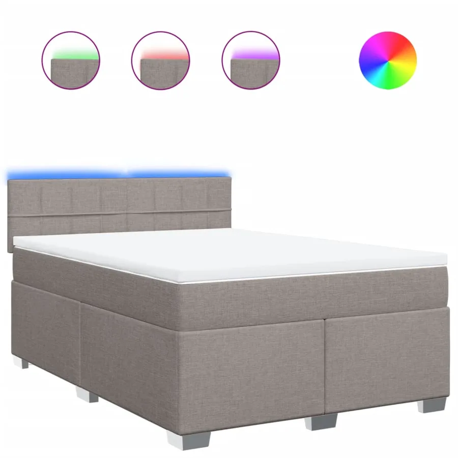 Sommier à lattes de lit avec matelas Taupe 160x200 cm Tissu - 2