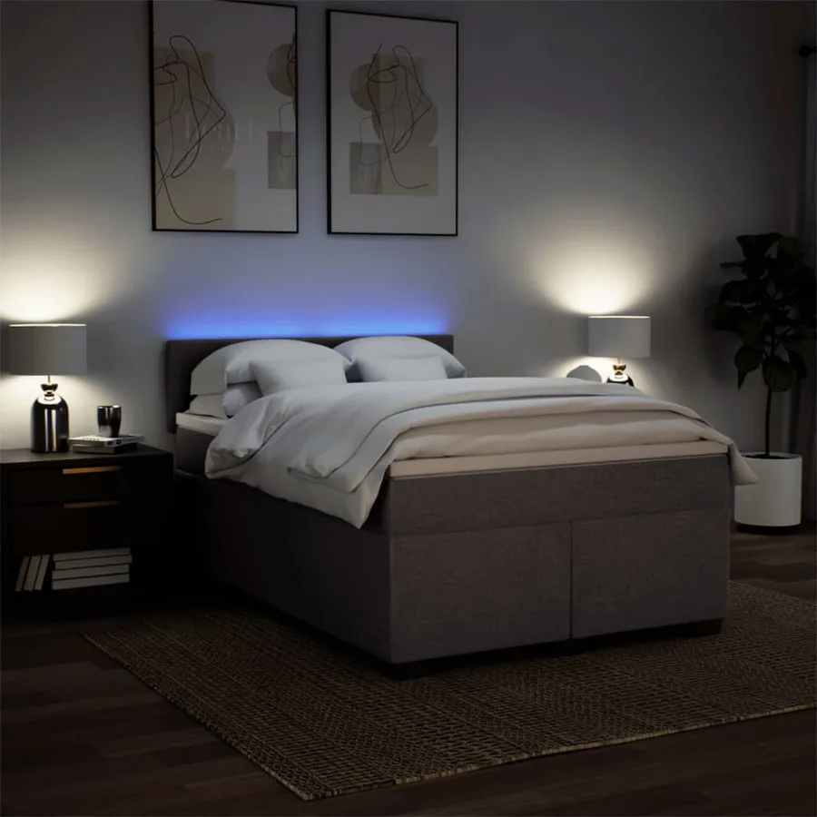 Sommier à lattes de lit avec matelas Taupe 160x200 cm Tissu - 5