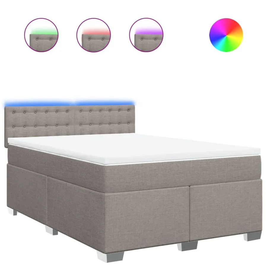 Sommier à lattes de lit avec matelas Taupe 160x200 cm Tissu - 2