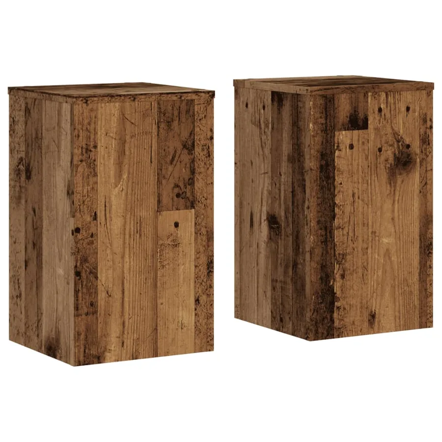 Supports pour plantes 2 pcs vieux bois bois d'ingénierie - 2