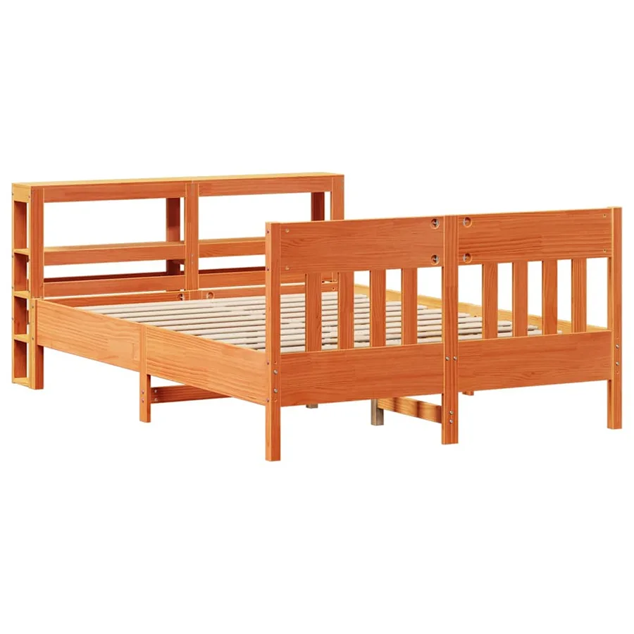 Cadre de lit sans matelas cire marron 140x190cm bois pin massif - 3