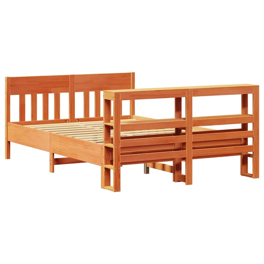 Cadre de lit sans matelas cire marron 140x190cm bois pin massif - 6