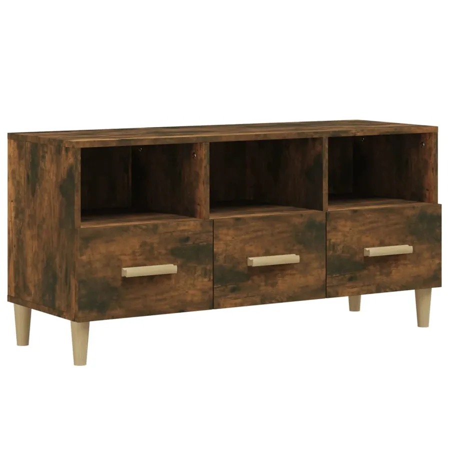 Meuble TV Chêne fumé 102x36x50 cm Bois d'ingénierie - 2