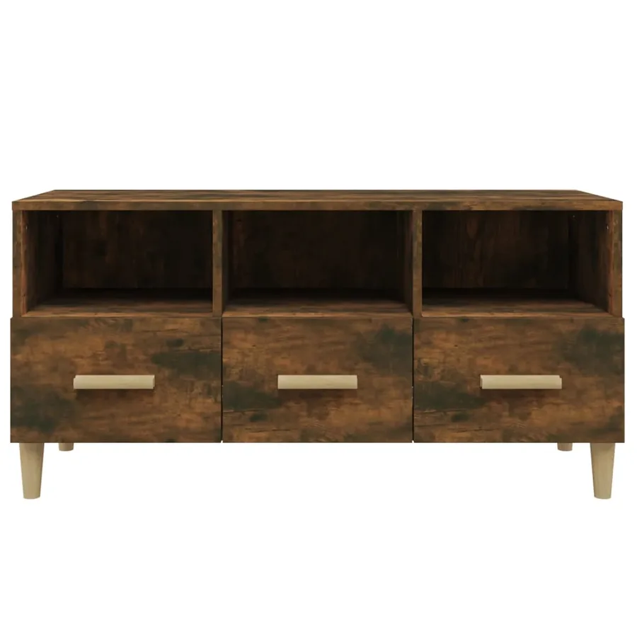 Meuble TV Chêne fumé 102x36x50 cm Bois d'ingénierie - 6