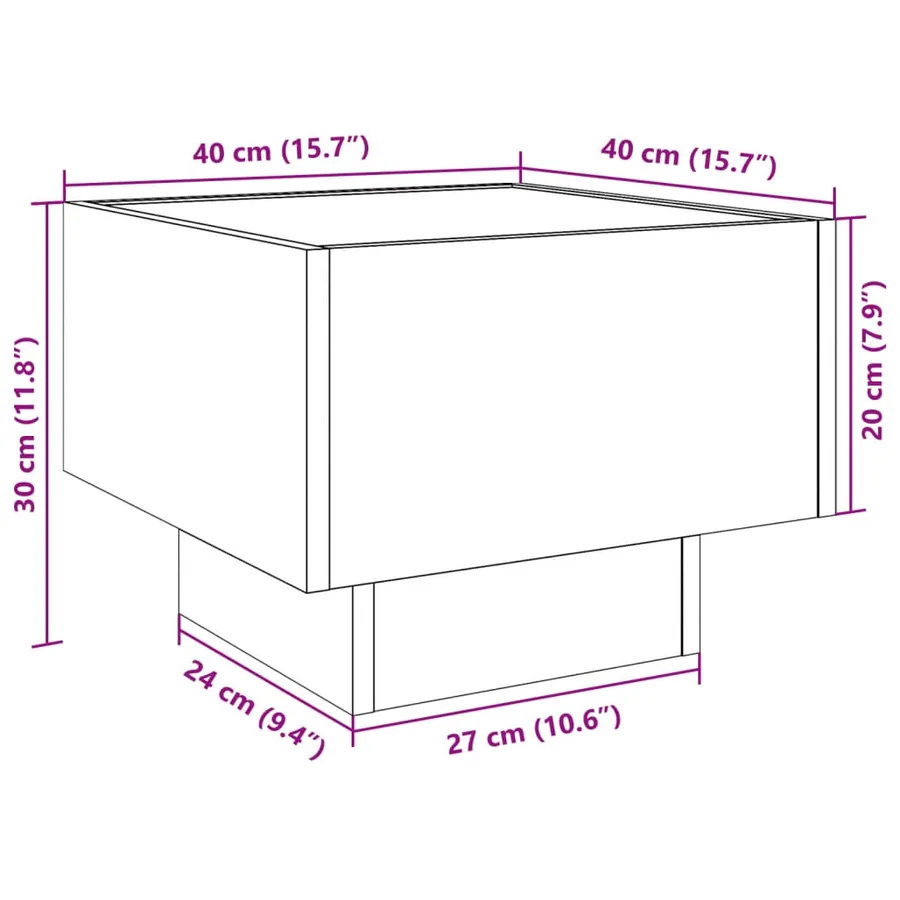 Table d'appoint et LED gris béton 40x40x30 cm bois d'ingénierie - 13