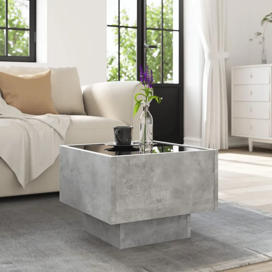 Table d'appoint et LED gris béton 40x40x30 cm bois d'ingénierie - 4