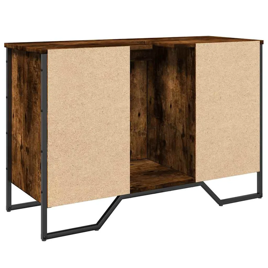 Armoire lavabo de salle de bain chêne fumé 91x35x60 cm - 6