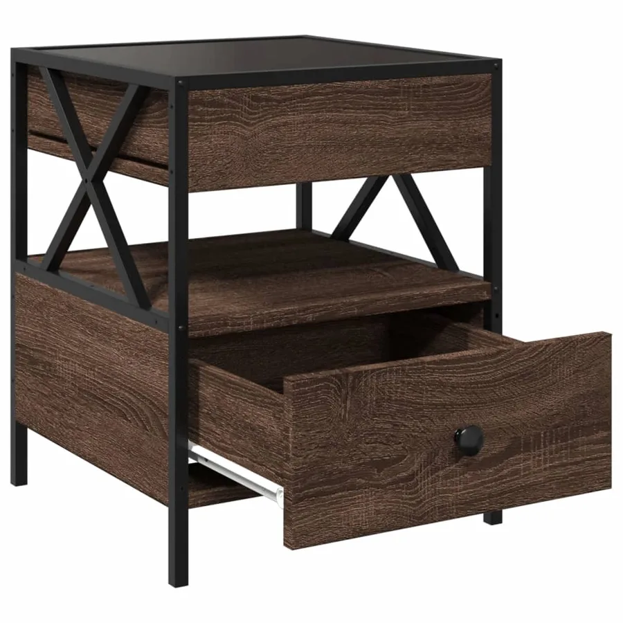 Table de chevet avec LED infini chêne marron 40x40x51 cm - 12