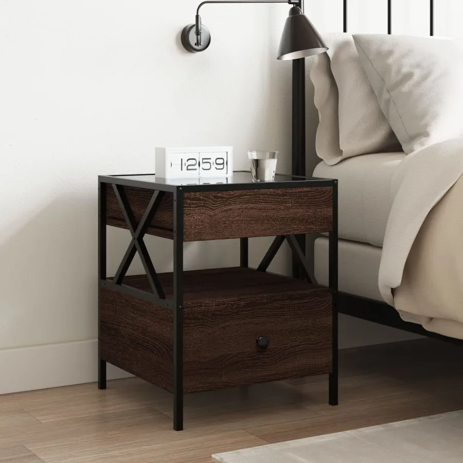 Table de chevet avec LED infini chêne marron 40x40x51 cm - 4