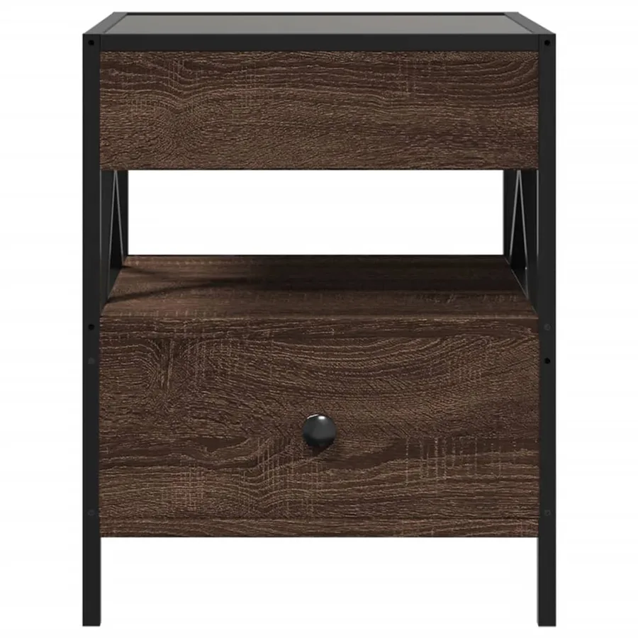 Table de chevet avec LED infini chêne marron 40x40x51 cm - 6