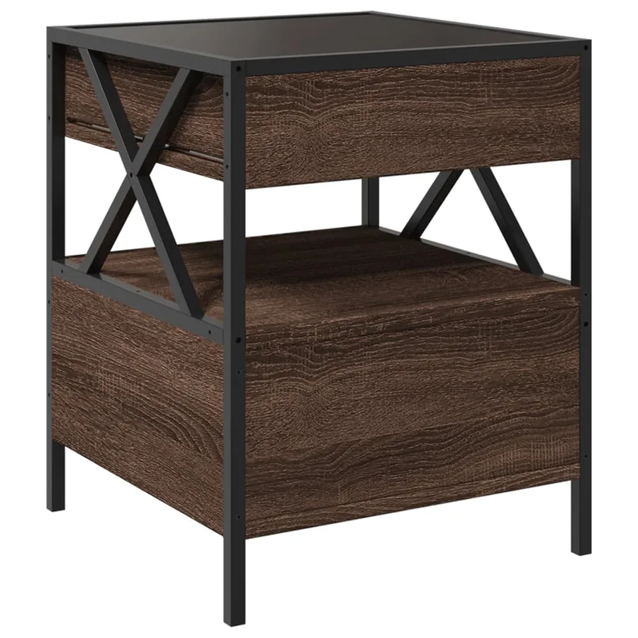 Table de chevet avec LED infini chêne marron 40x40x51 cm - 8