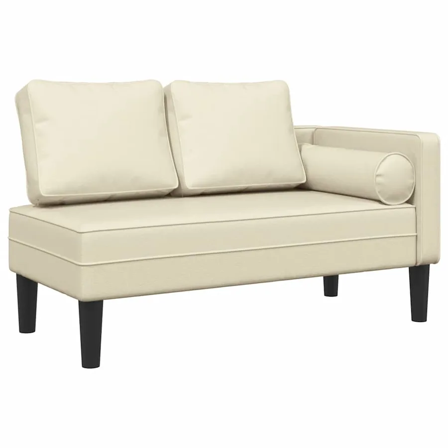 Chaise longue avec coussins crème similicuir - 2