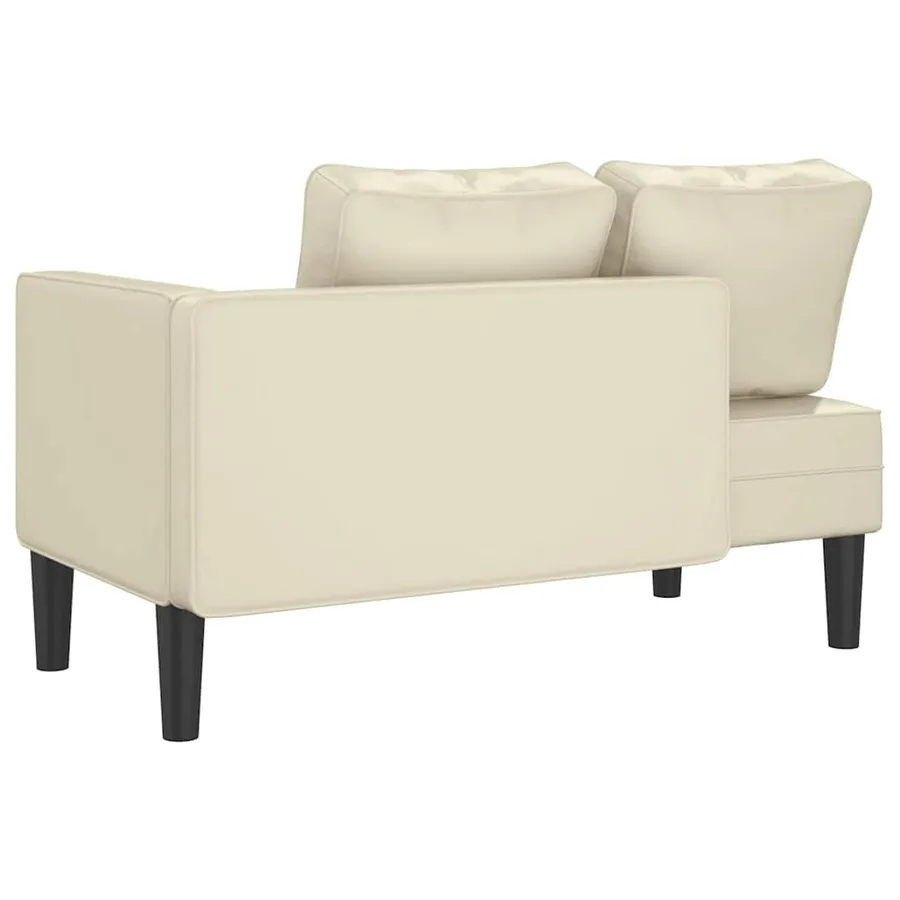 Chaise longue avec coussins crème similicuir - 5