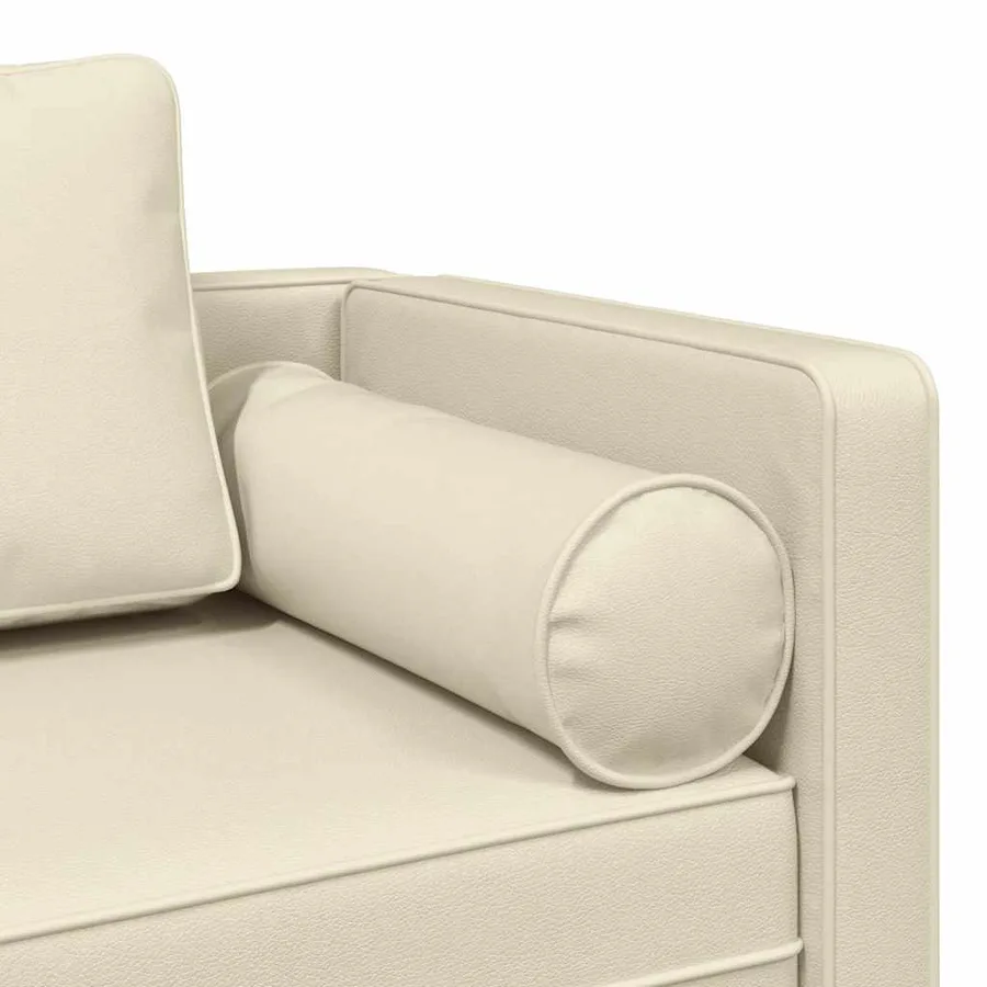Chaise longue avec coussins crème similicuir - 6