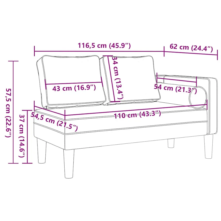 Chaise longue avec coussins crème similicuir - 8