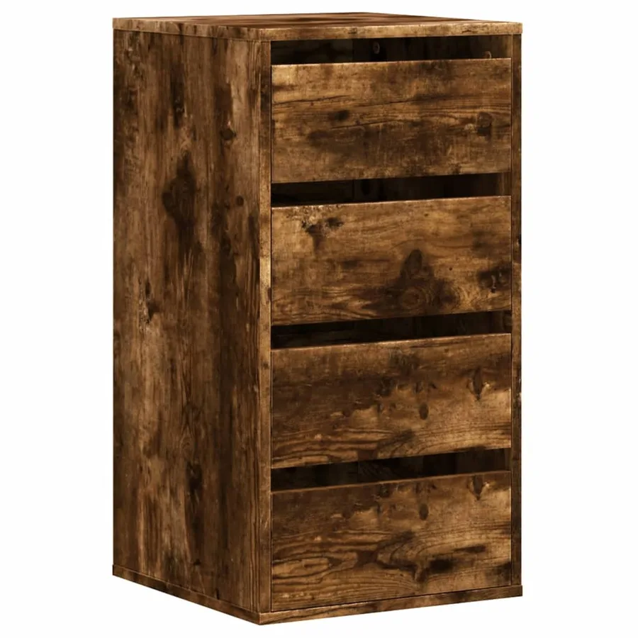 Commode d'angle chêne fumé 40x41x76 cm bois d'ingénierie - 2