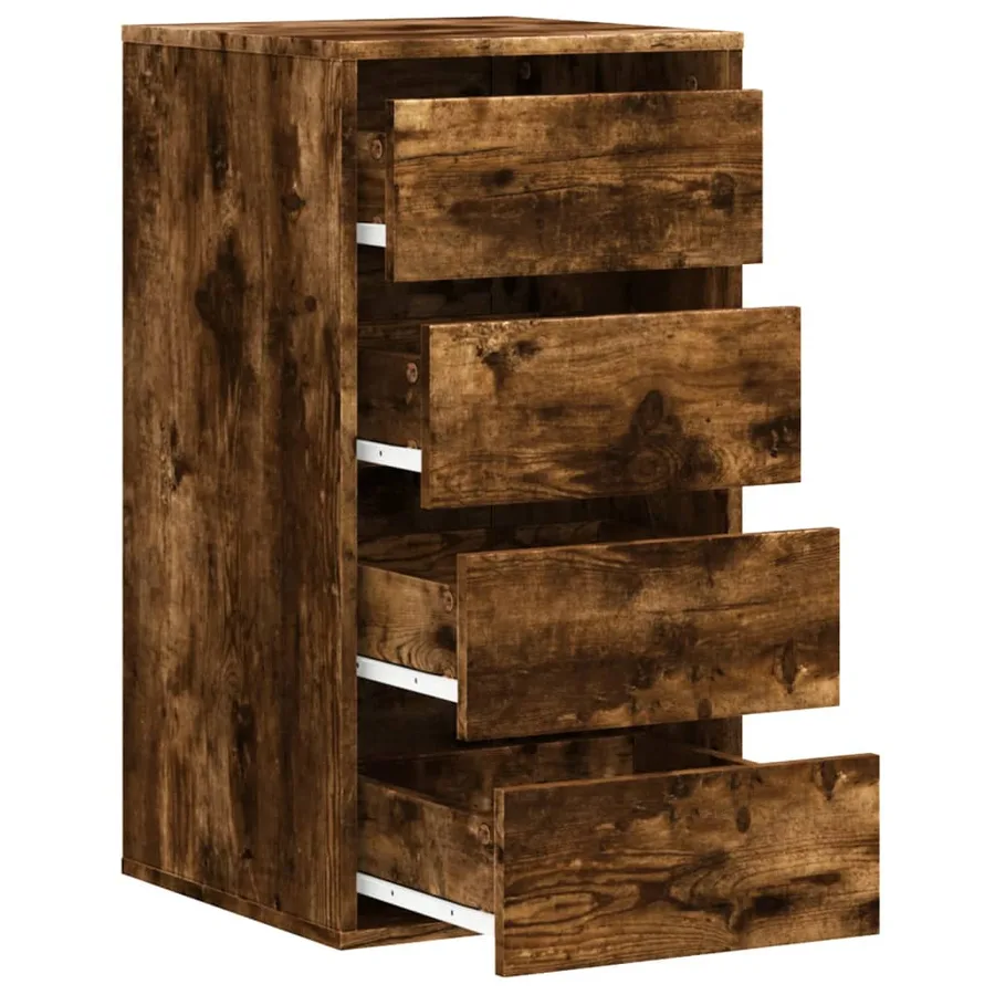 Commode d'angle chêne fumé 40x41x76 cm bois d'ingénierie - 5