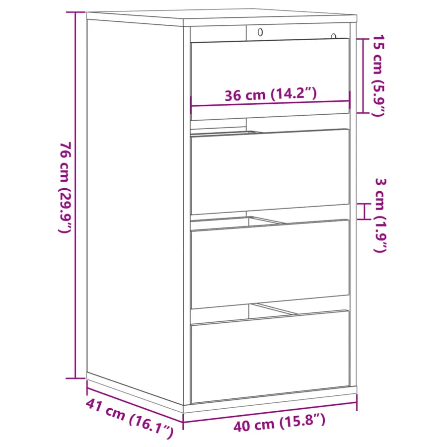 Commode d'angle chêne marron 40x41x76 cm bois d'ingénierie - 10